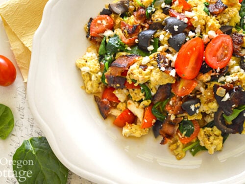 Mediterranean Egg Scramble With Spinach Bacon An Oregon Cottage
