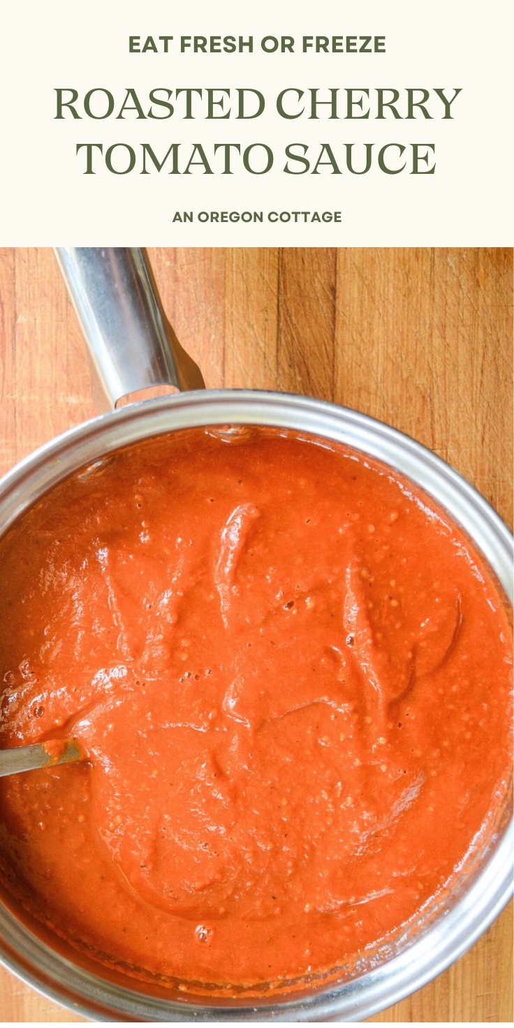 roasted cherry tomato sauce pin image