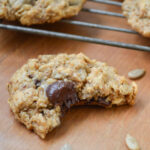oatmeal chocolate chip cookie with bite