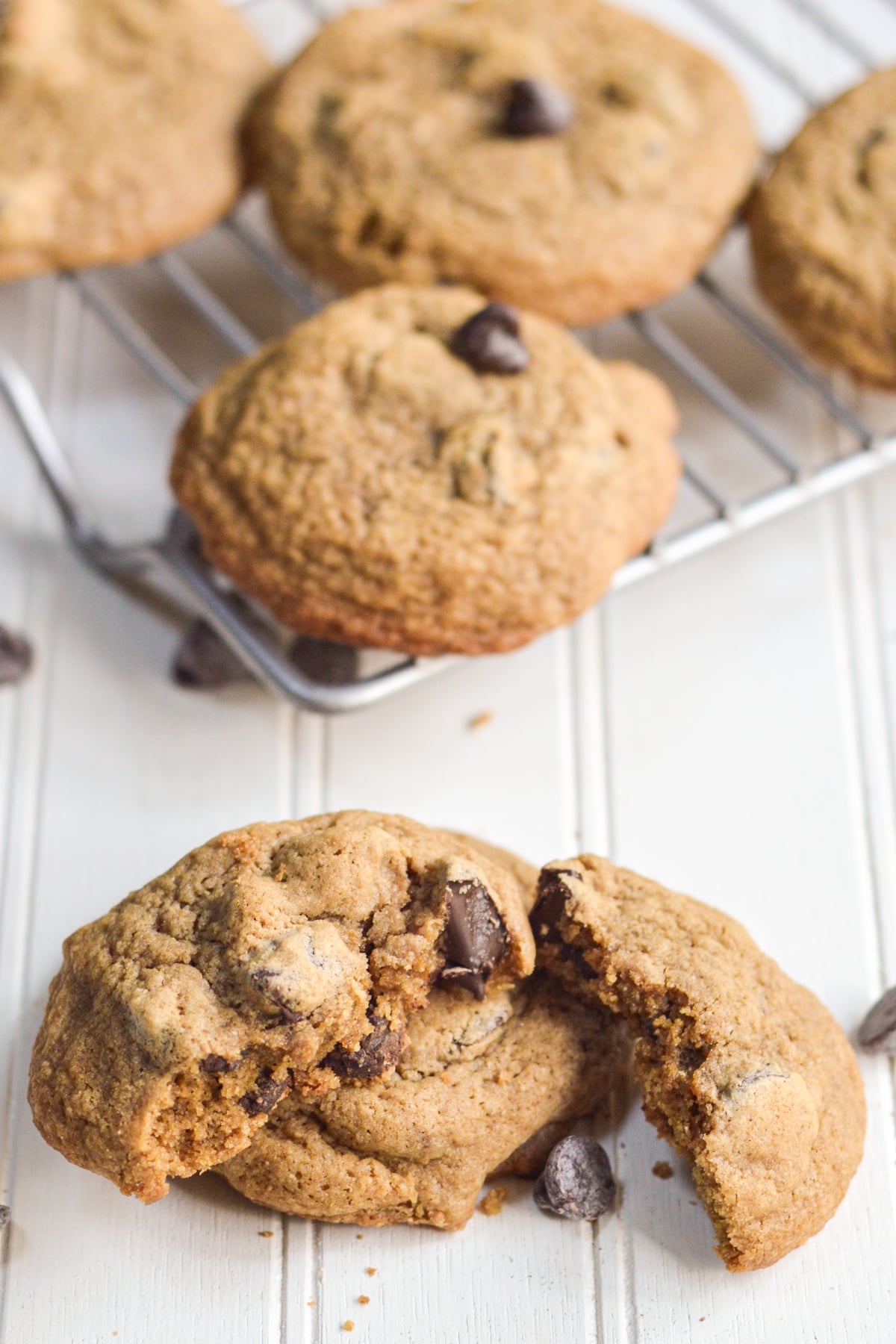 open cookie in front of cooling cookies