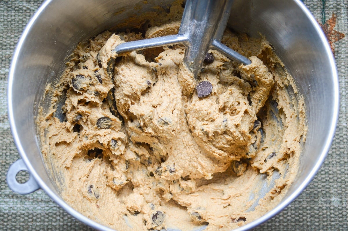mixing mocha cookie dough