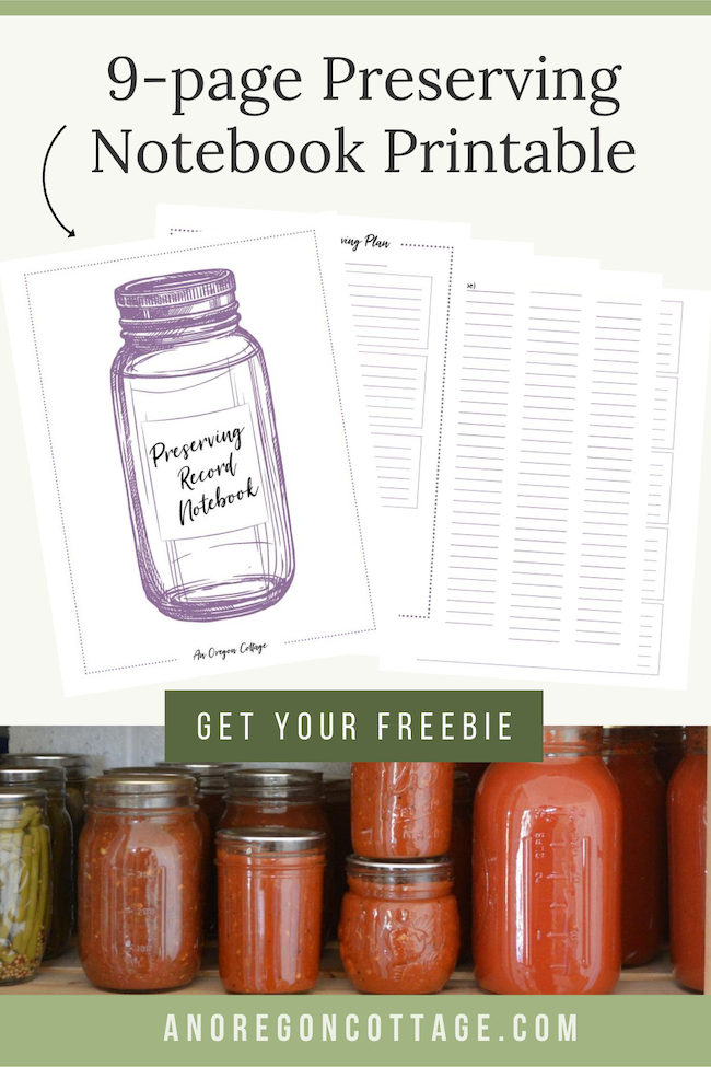 Free Printable Preserving Record Notebook - An Oregon Cottage