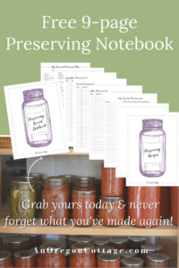 Free Printable Preserving Record Notebook - An Oregon Cottage
