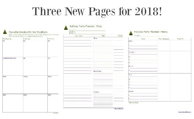 Free Holiday Planner 2018-Three new pages