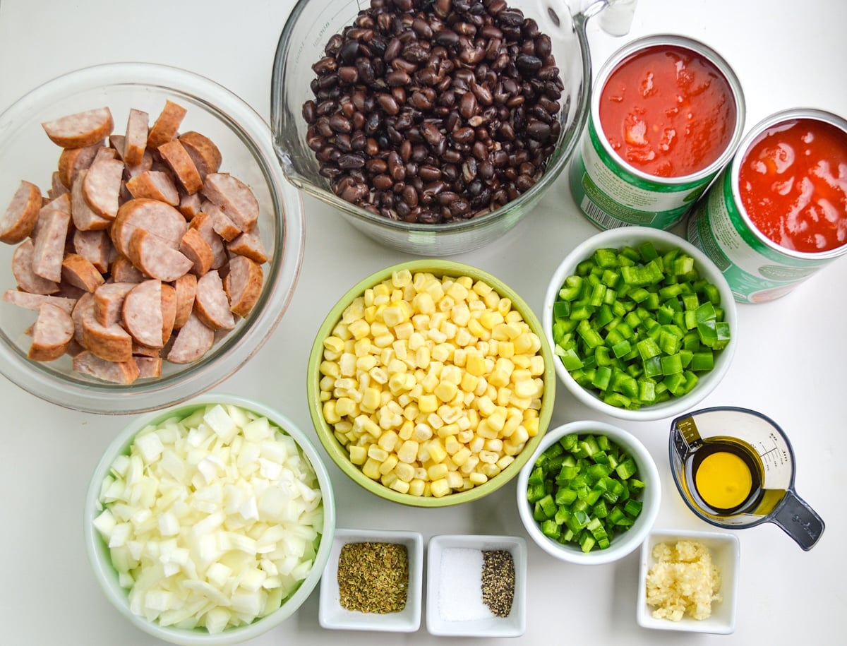 black bean soup with sausage ingredients