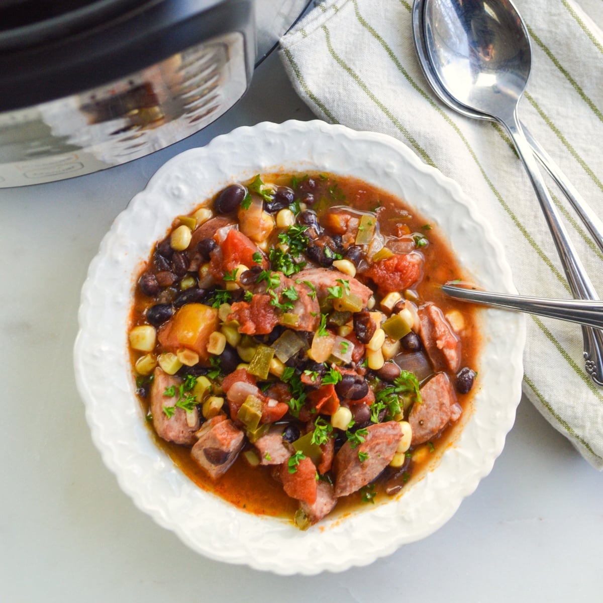 Easy Black Bean Soup with Sausage - Slow Cooker or Instant Pot