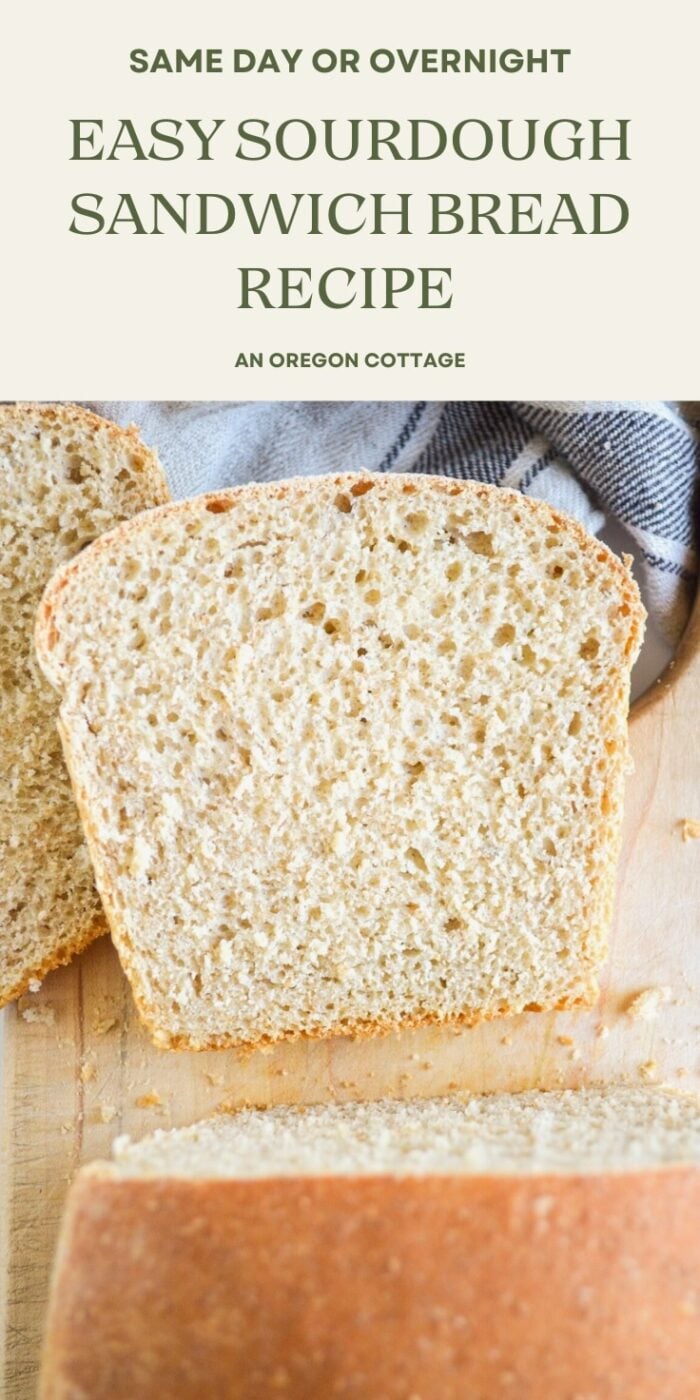 sourdough sandwich bread Pinterest pin