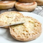 knife buttering cut english muffin