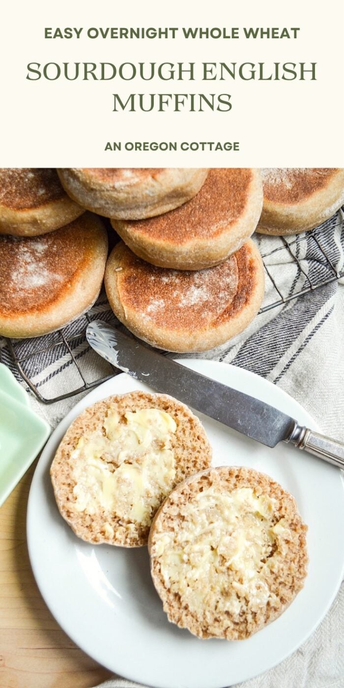 sourdough english muffins Pinterest image