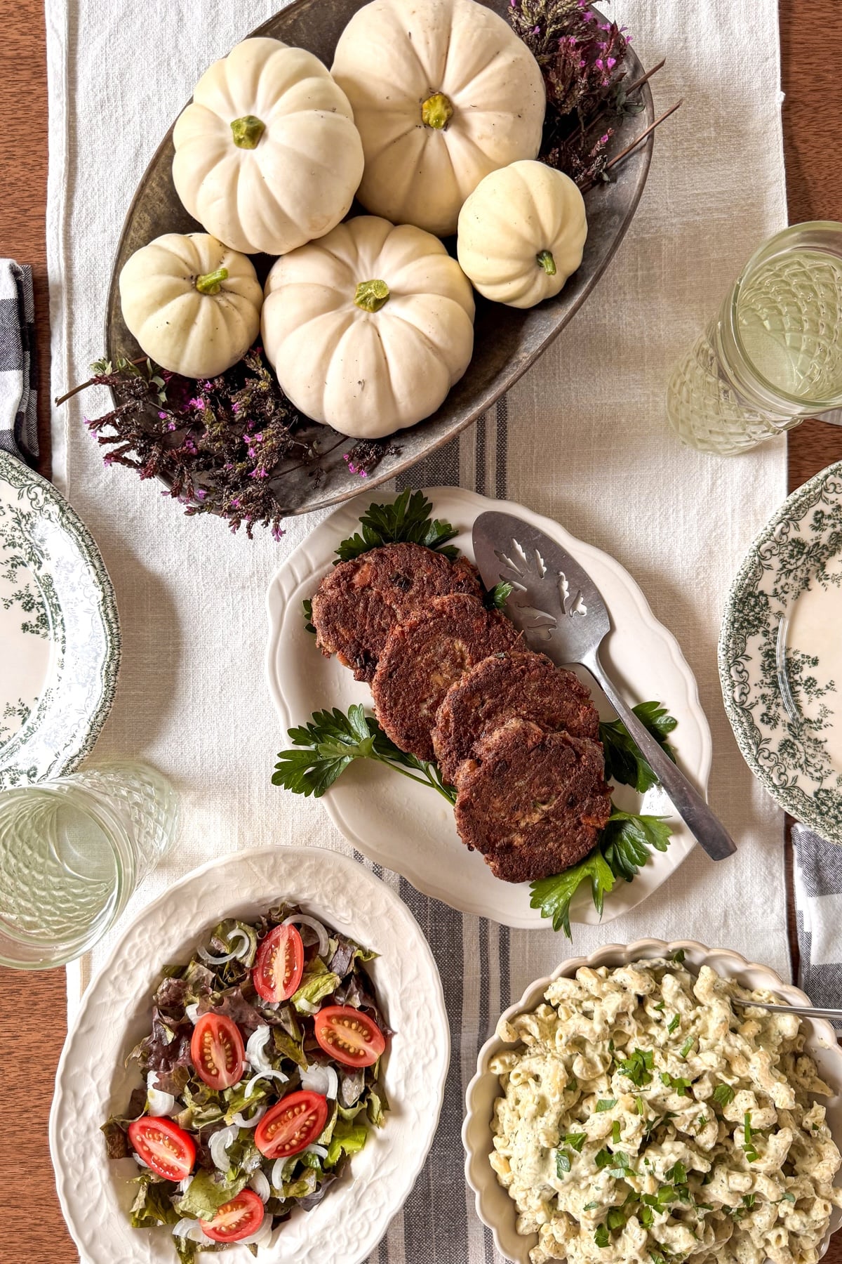 Table set with food for October dinner menus