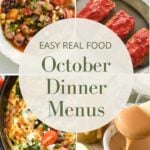 October dinner menus Pinterest pin image