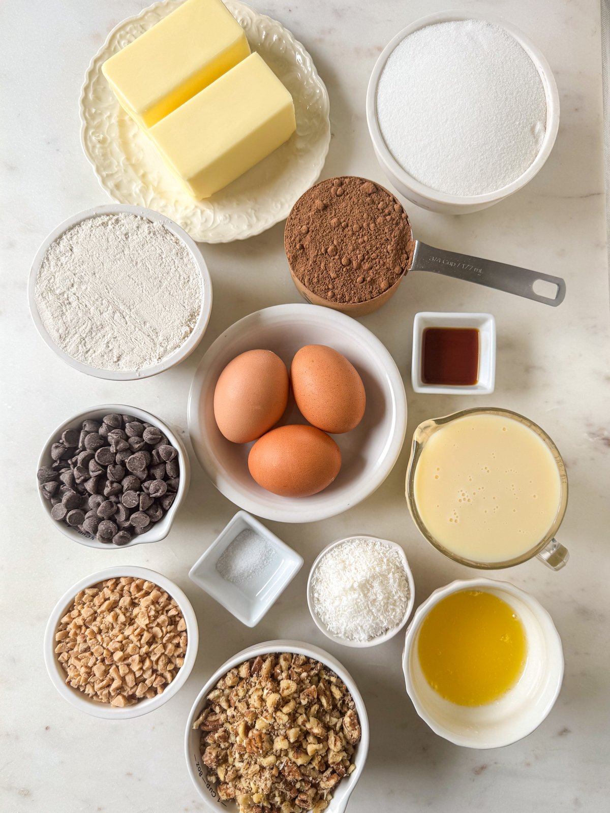 Ingredients for brownie 7 layer bars