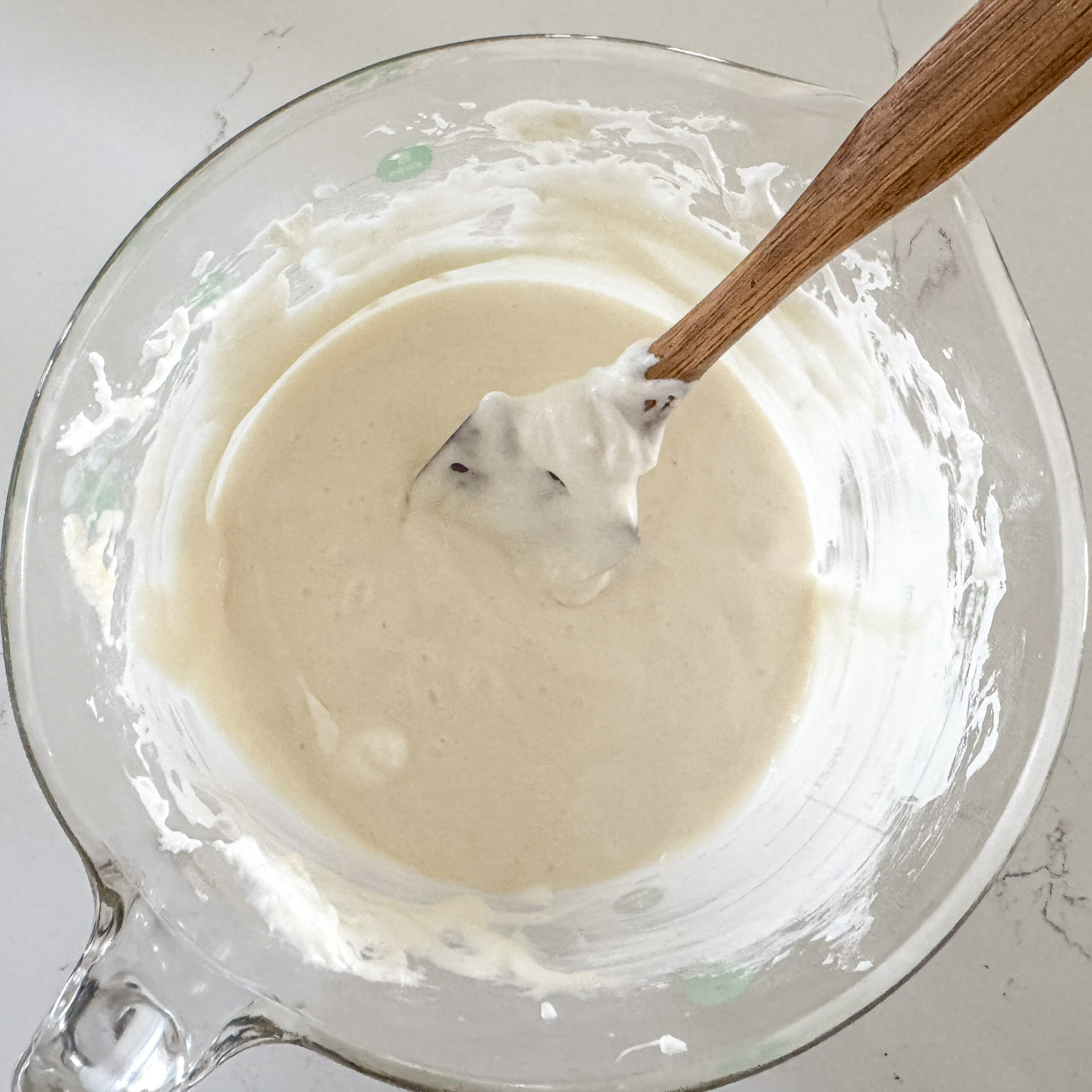 melted marshmallows and butter in batter bowl