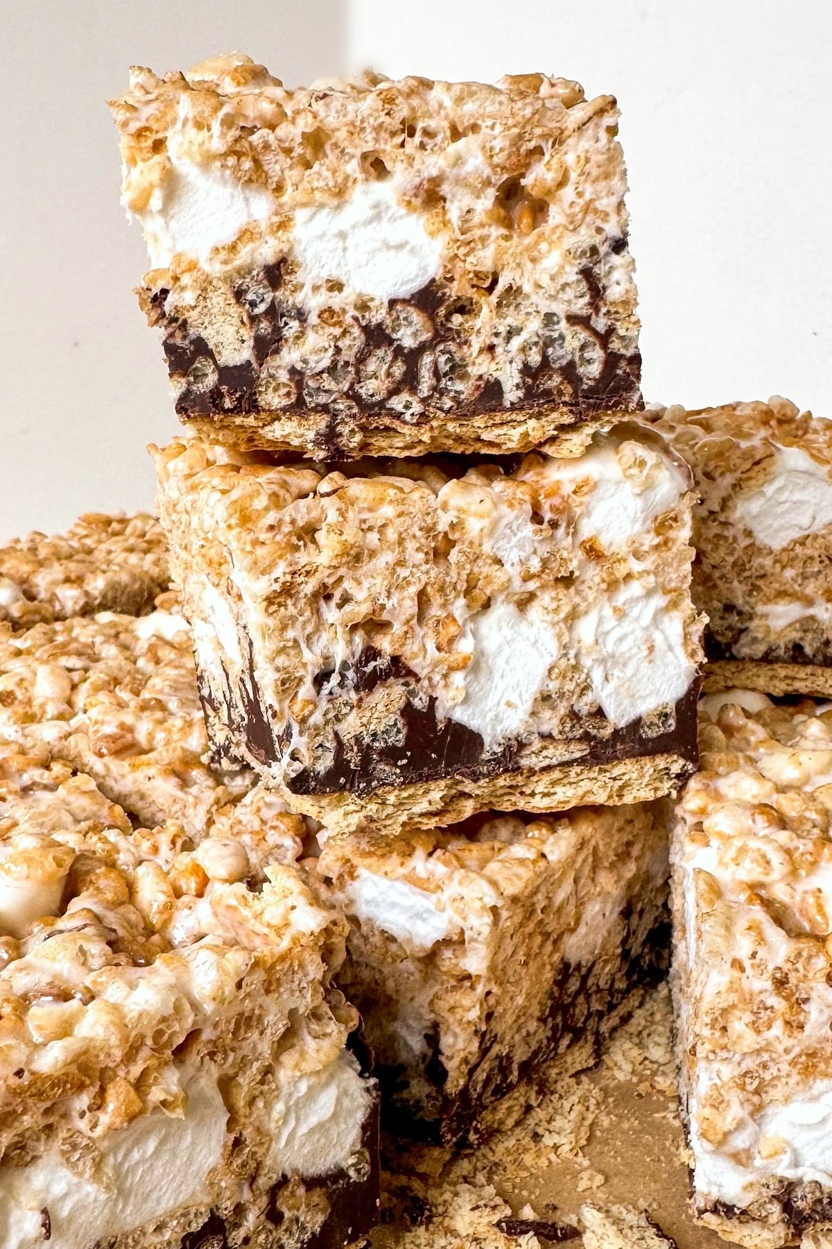 stacked s'mores rice krispie treats