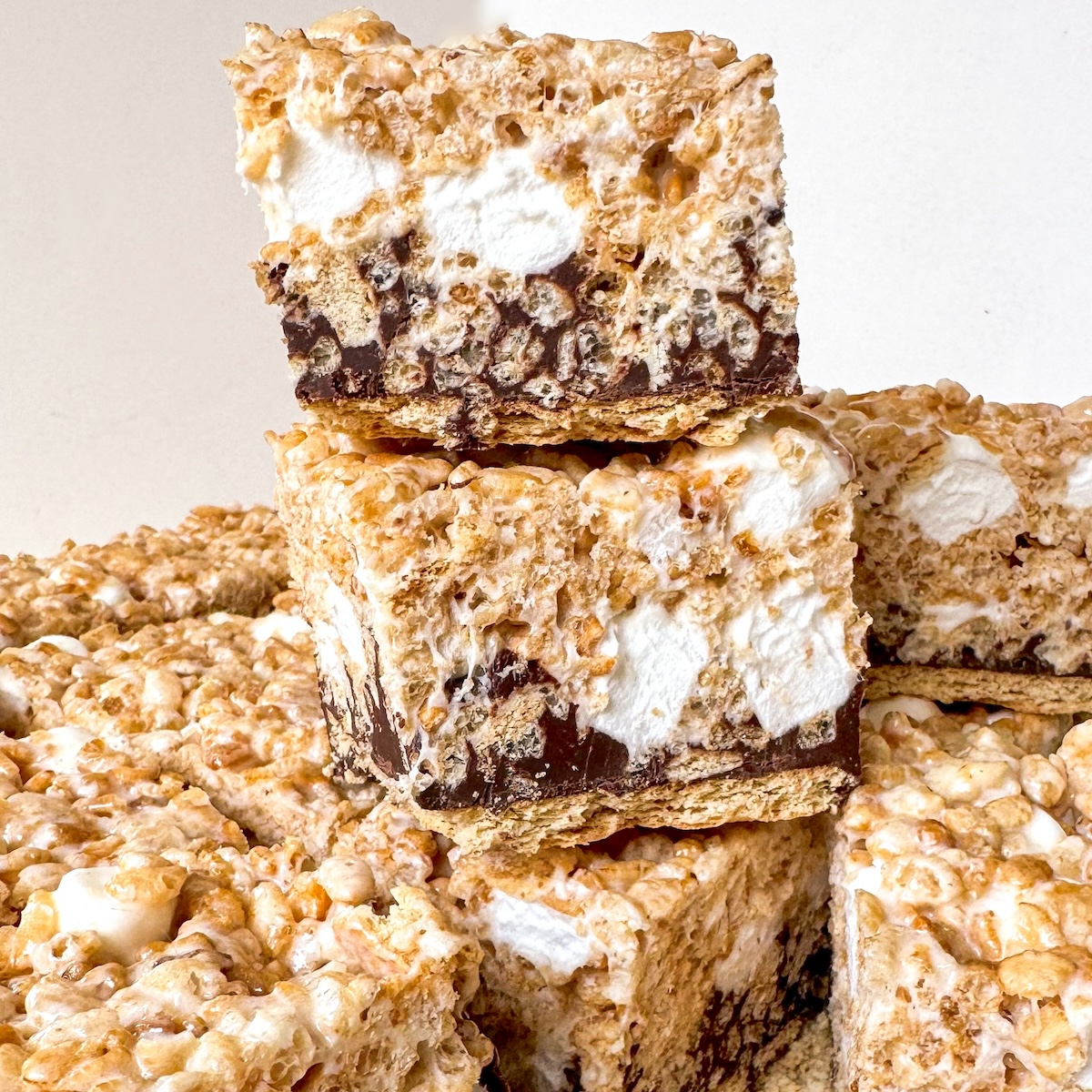 Layered S'mores Rice Krispie Treats