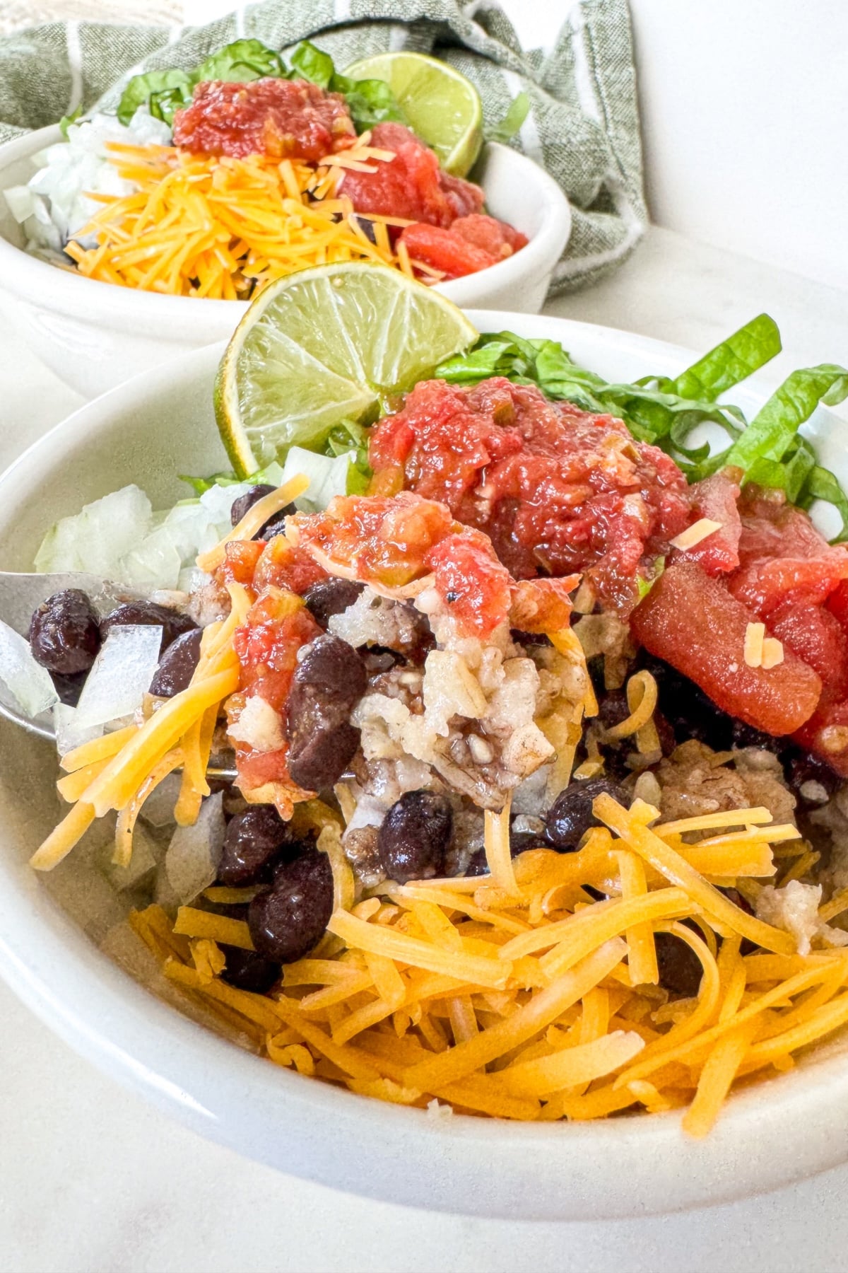 eating taco rice bowls