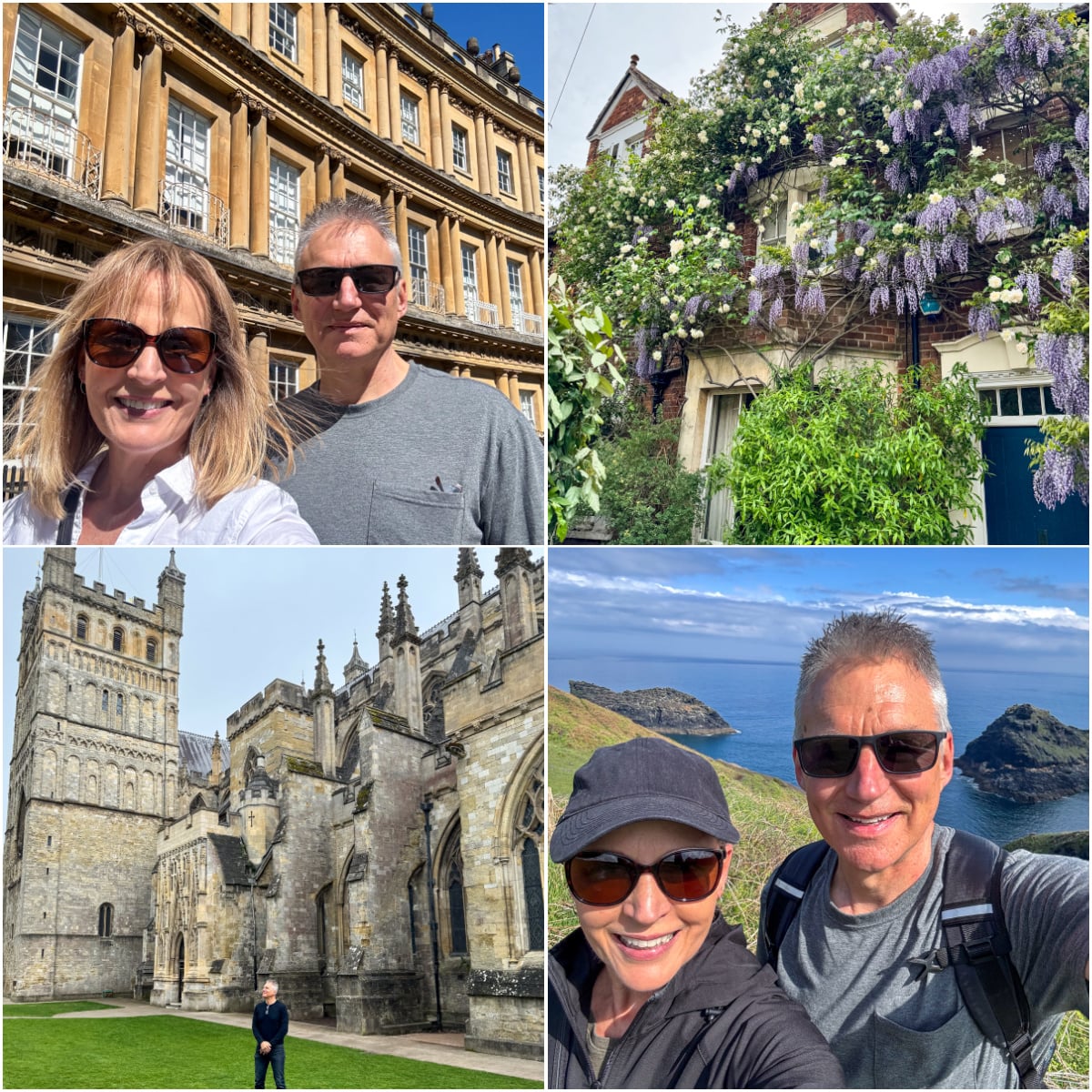 collage of pictures of England-Bath, Oxford, Exeter, Cornwall