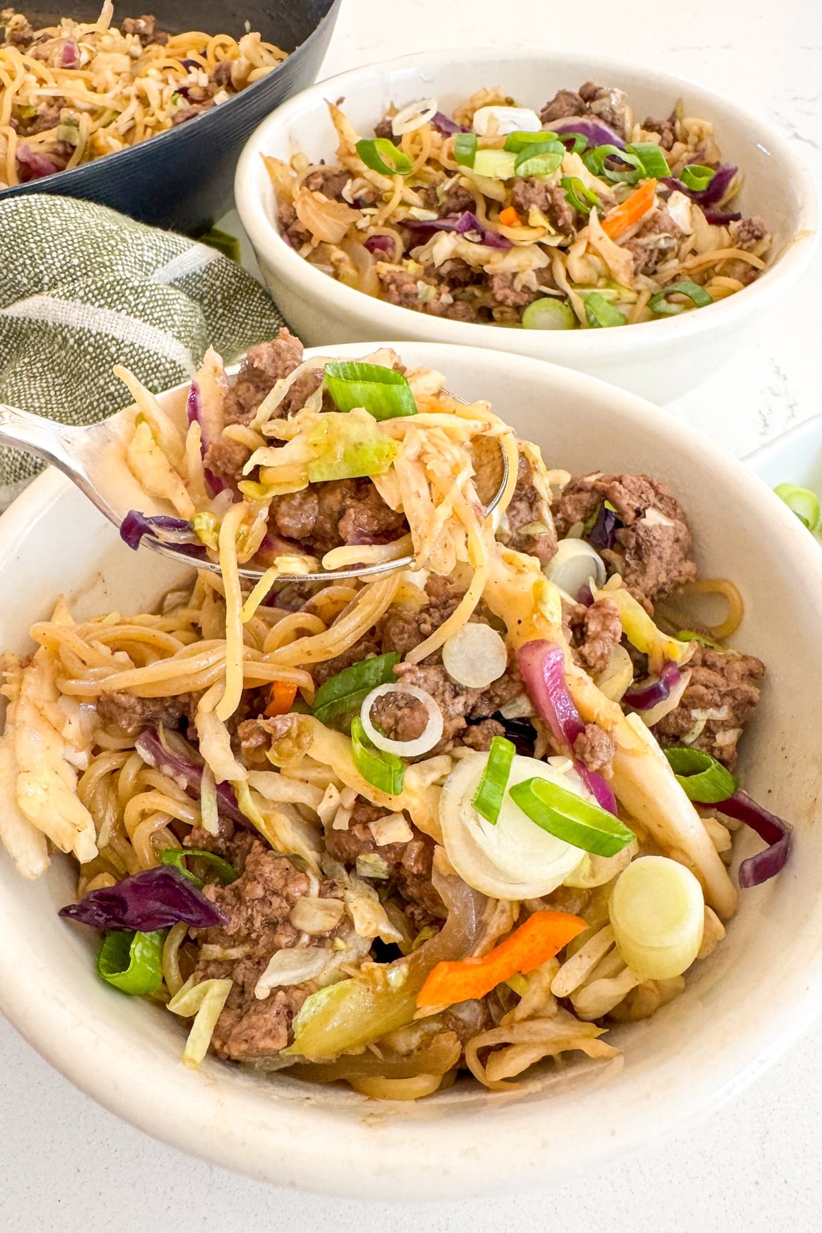 eating egg roll in a bowl