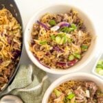 egg roll in a bowl Pinterest pin image
