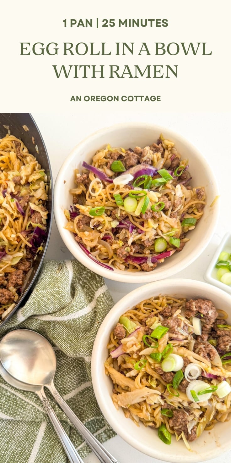 egg roll in a bowl Pinterest pin image