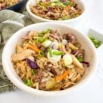 egg roll in a bowl up close