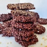 stack of chocolate quinoa crisps