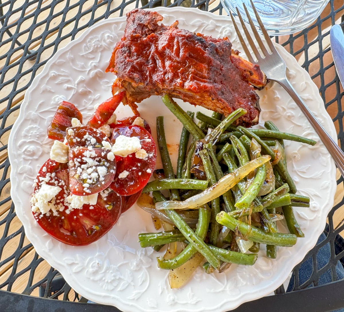 summer BBQ rib meal