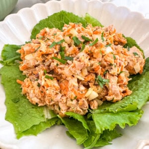 tuna salad recipe on lettuce