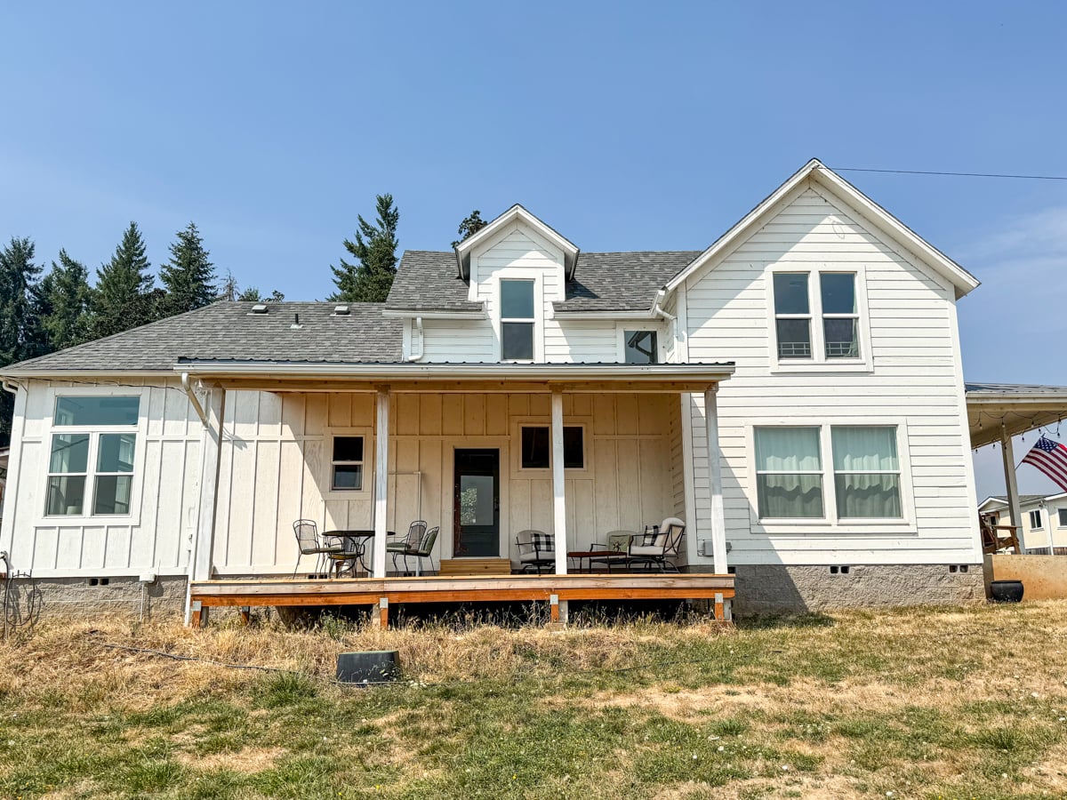 almost finished side porch of farmhouse