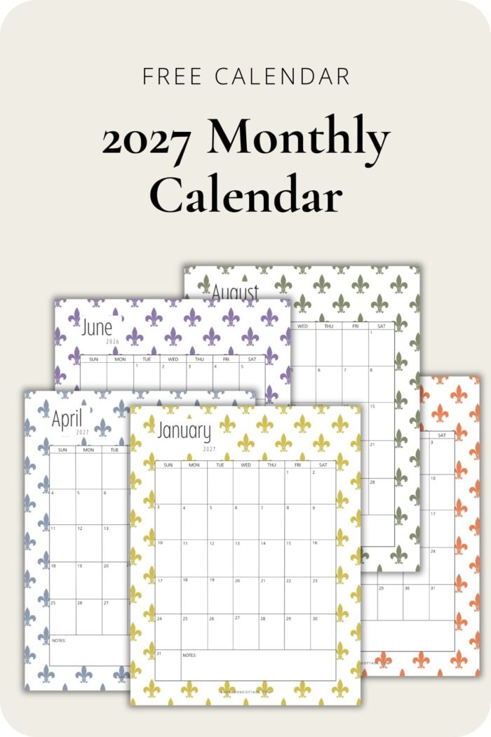 2027 monthly calendar pages shown