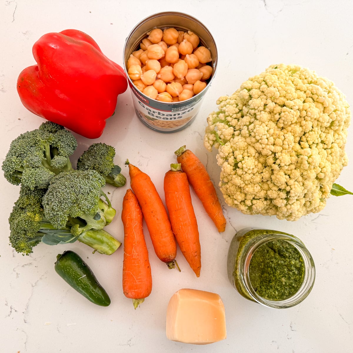 vegetables and ingredients for chopped salad