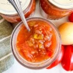 stewed tomatoes recipe in canning jar from above