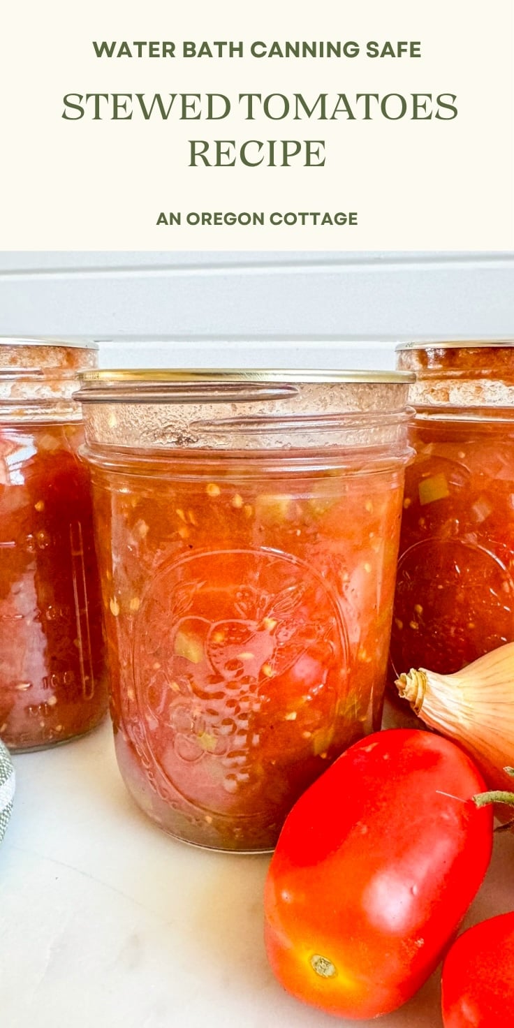 stewed tomatoes recipe for canning Pinterest image