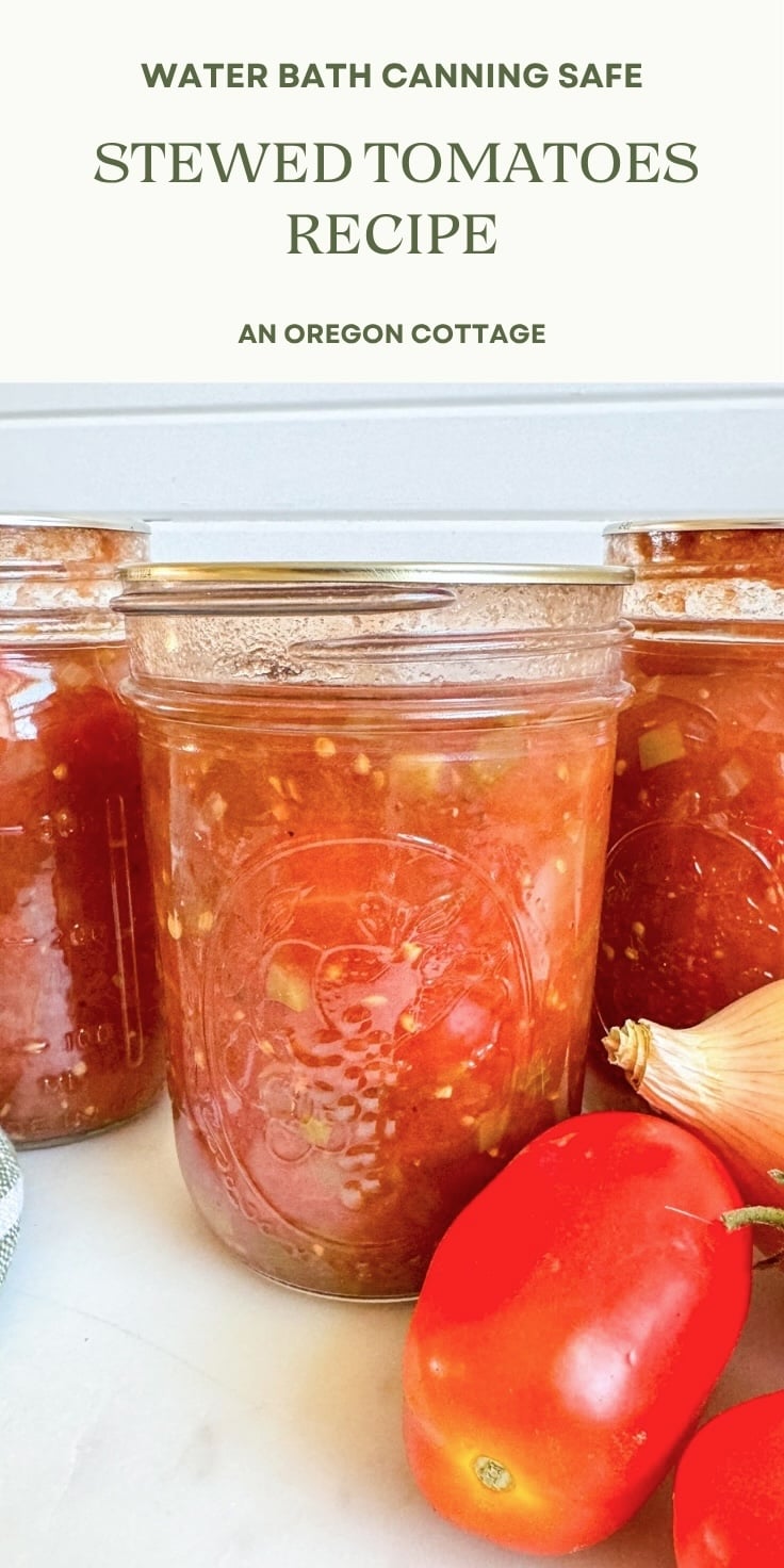 stewed tomatoes recipe for canning Pinterest image