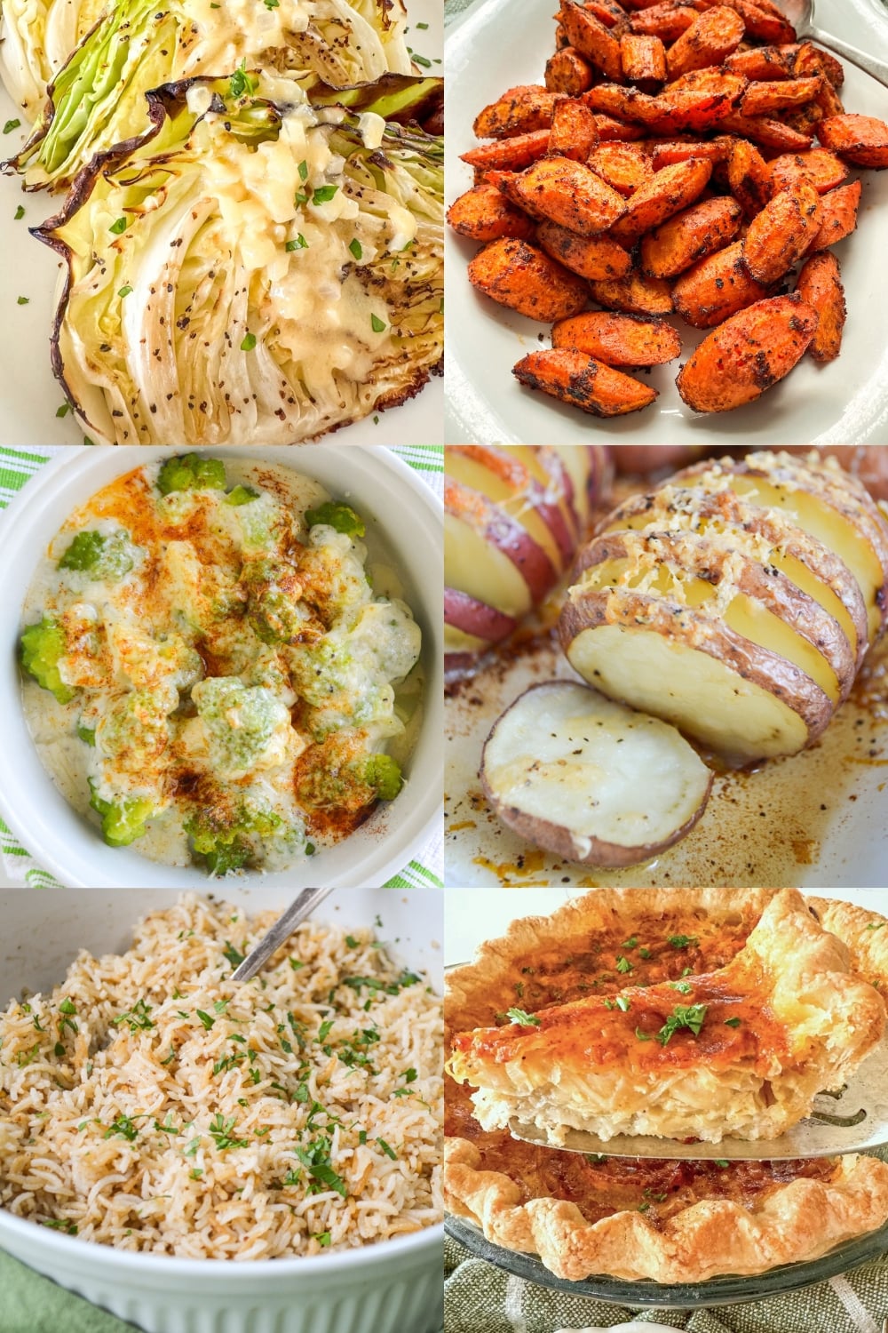 six images of healthy side dishes for fall