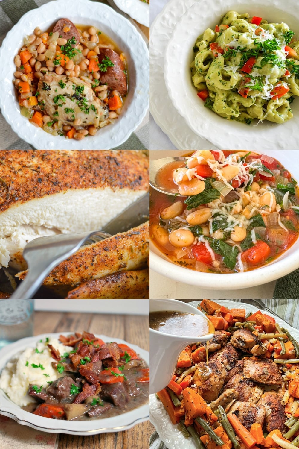 collage of six main dishes from healthy dinner ideas