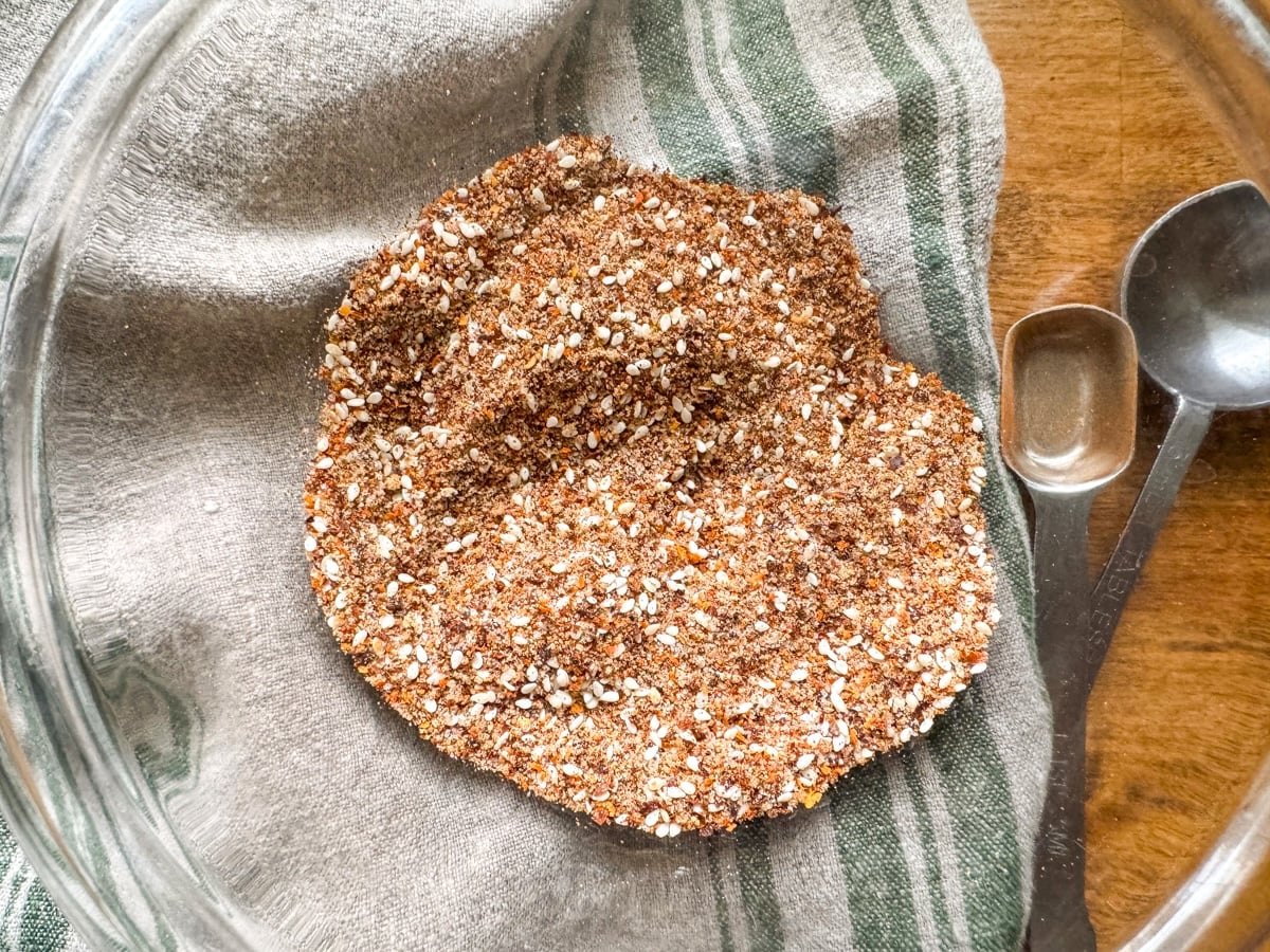 spices for Korean BBQ dry rub mixed together in glass bowl