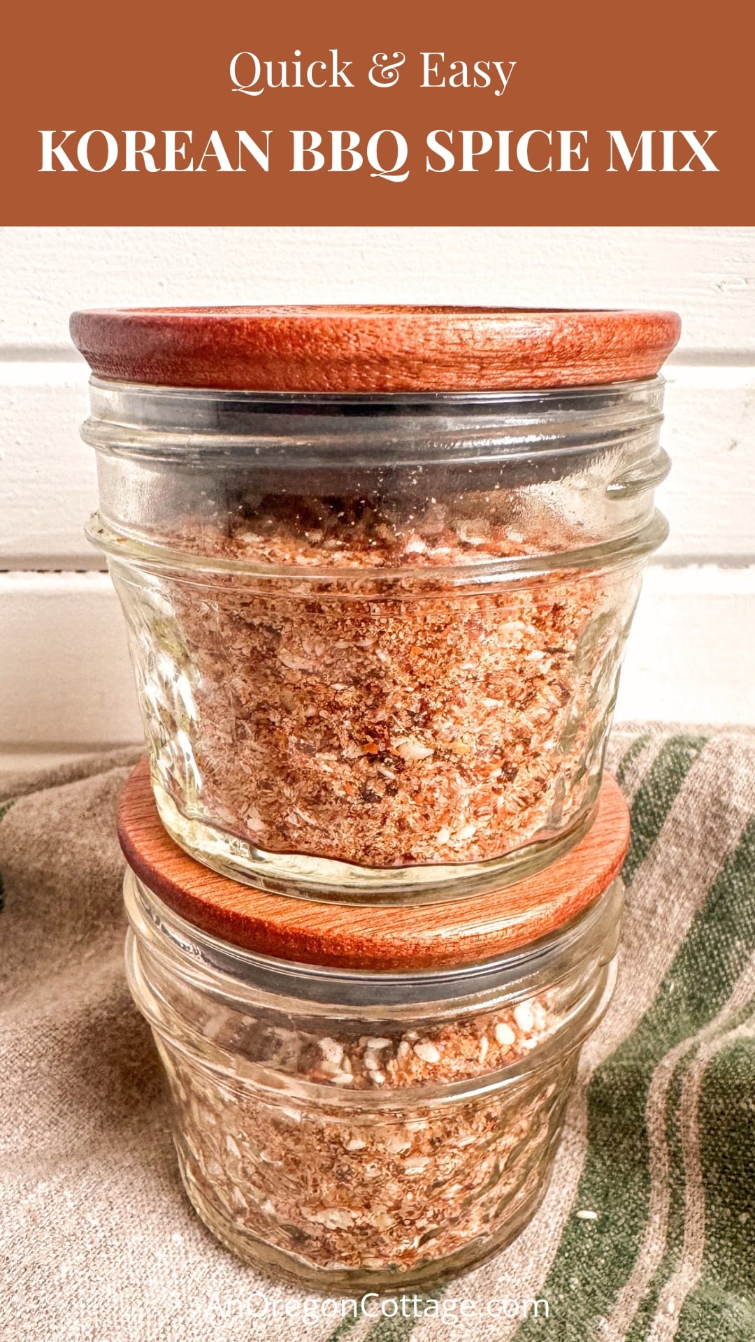Korean BBQ spice mix jars in Pinterest image